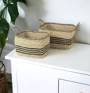 Homeroots Set Of Two 13" Natural Wicker Basket  Wicker 392163
