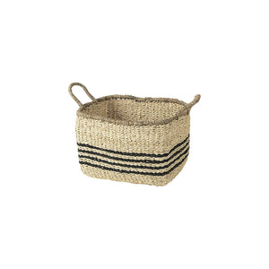 HomeRoots Set of Two Coastal Charm Natural and Black Rattan Baskets for Stylish Home Organization & Decor 392163