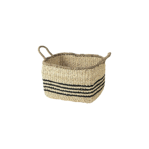 HomeRoots Set of Two Coastal Charm Natural and Black Rattan Baskets for Stylish Home Organization & Decor 392163