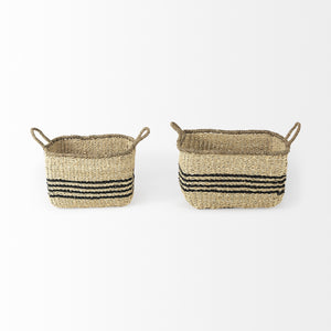 Homeroots Set Of Two 13" Natural Wicker Basket  Wicker 392163