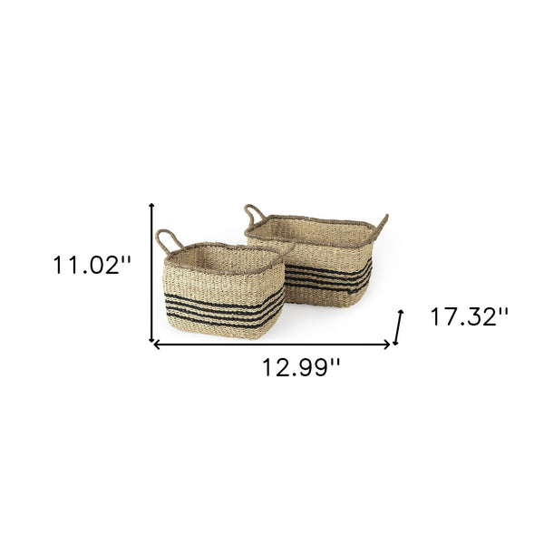 Homeroots Set Of Two 13" Natural Wicker Basket  Wicker 392163