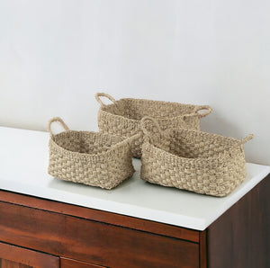 Homeroots Set Of Three 12" Natural Wicker Basket  Wicker 392164