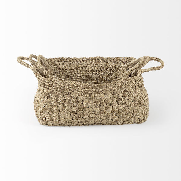 Homeroots Set Of Three 12" Natural Wicker Basket  Wicker 392164