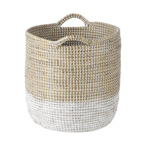 HomeRoots Set of Three Stylish Beige and White Wicker Desk Organizers for a Tidy Coastal Workspace Upgrade 392165
