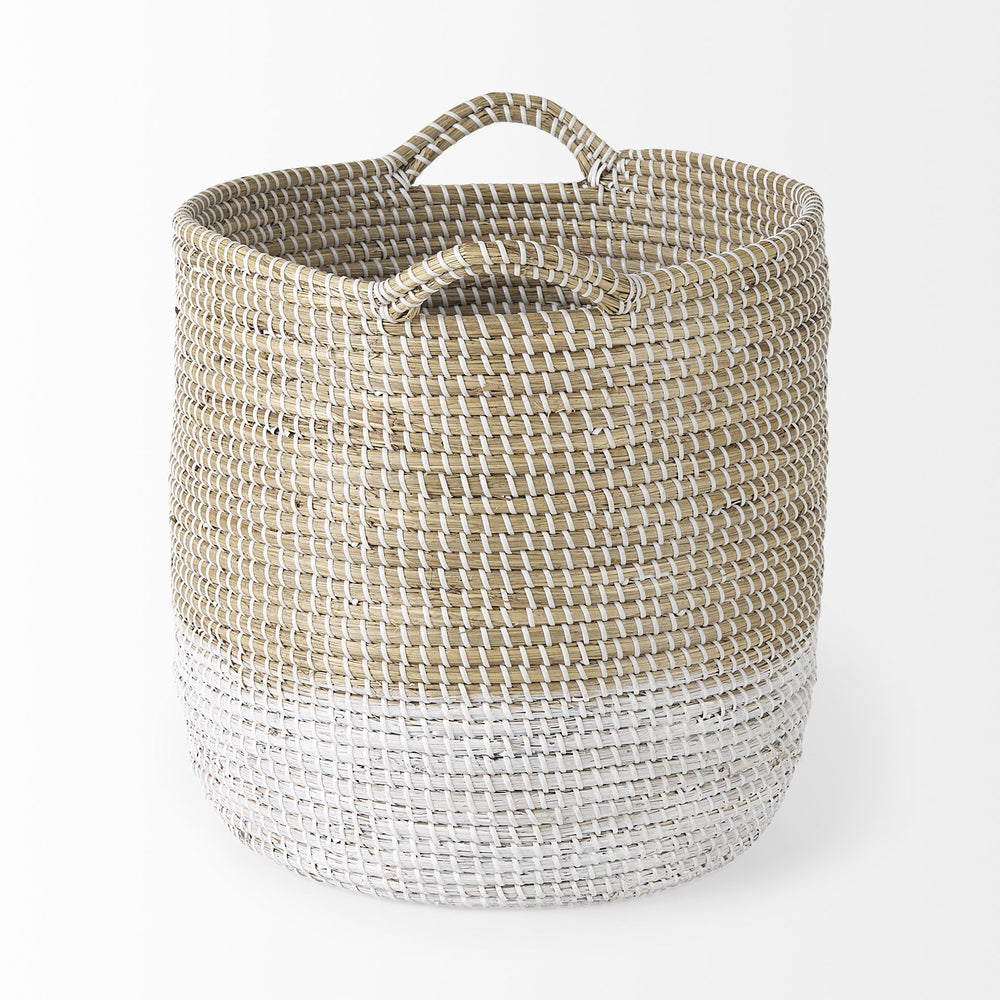 Homeroots Set Of Three Beige And White Storage Baskets  Wicker 392165