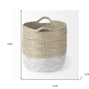 Homeroots Set Of Three Beige And White Storage Baskets  Wicker 392165