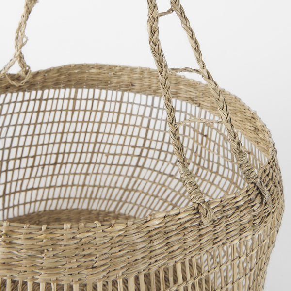 Homeroots Set Of Two Wicker Storage Baskets With Long Handles  Wicker 392167