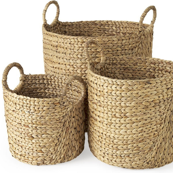 Homeroots Set Of Three Braided Wicker Storage Baskets  Wicker 392168