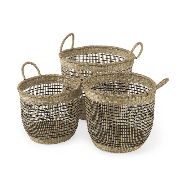 Homeroots Set Of Three Light Brown Storage Baskets  Wicker 392169