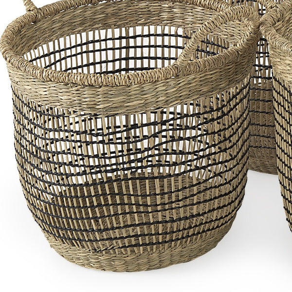 Homeroots Set Of Three Light Brown Storage Baskets  Wicker 392169