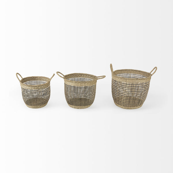 Homeroots Set Of Three Light Brown Storage Baskets  Wicker 392169