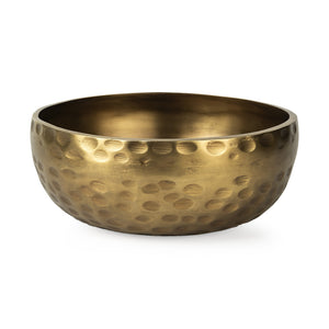 Homeroots 11" Antiqued Brass Hammered Artisan Round Centerpiece Bowl   392171