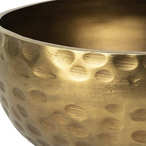 Homeroots 11" Antiqued Brass Hammered Artisan Round Centerpiece Bowl   392171
