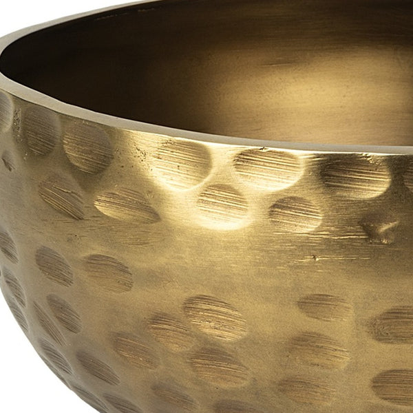 Homeroots 11" Antiqued Brass Hammered Artisan Round Centerpiece Bowl   392171