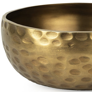 Homeroots 11" Antiqued Brass Hammered Artisan Round Centerpiece Bowl   392171