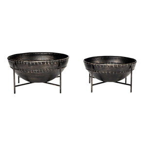 HomeRoots Set of Two Black Metal Decorative Bowls – Modern Sophisticated Accents for Stylish Home Décor 392174