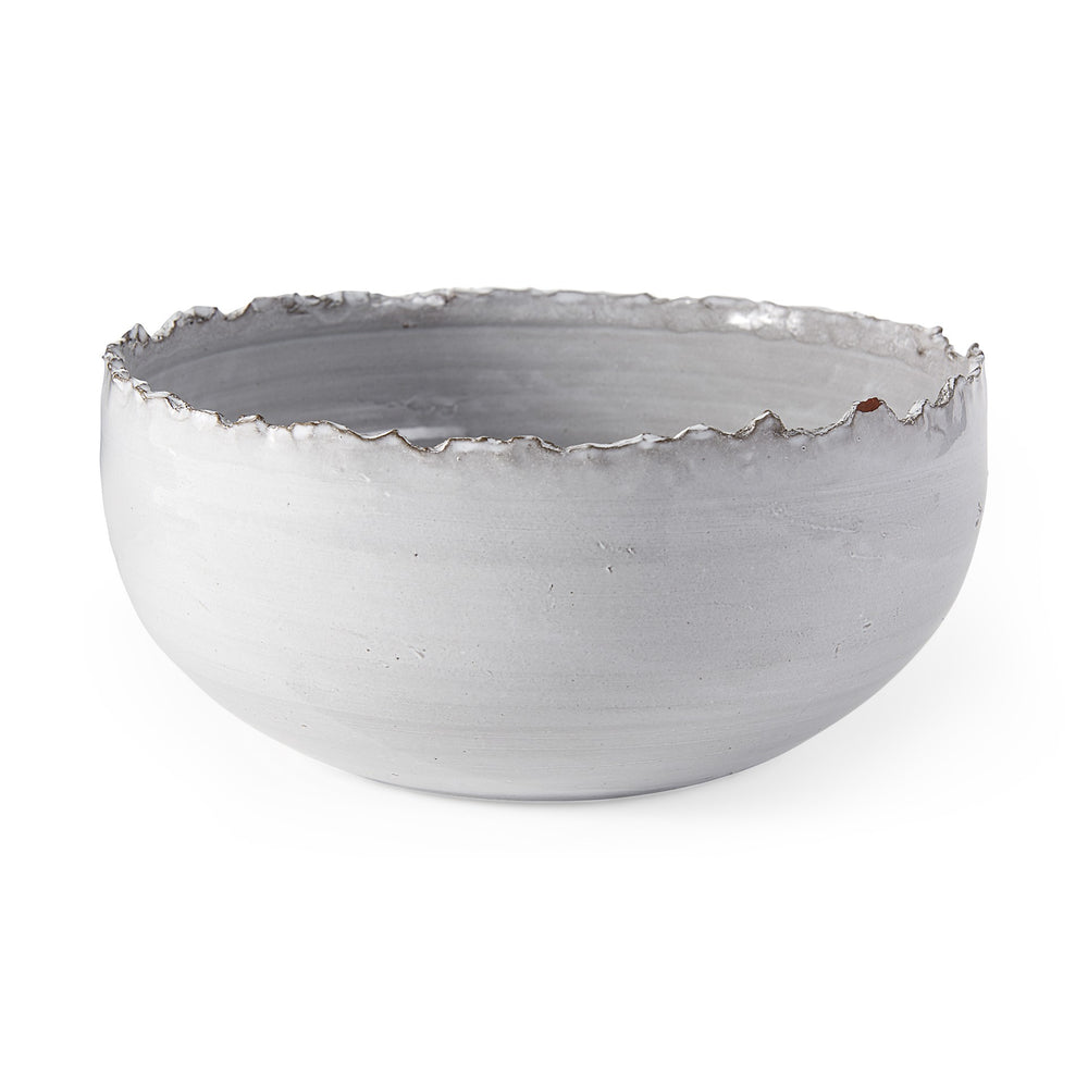 Homeroots Artisan Gray White Ceramic Centerpiece Bowl  Ceramic 392177