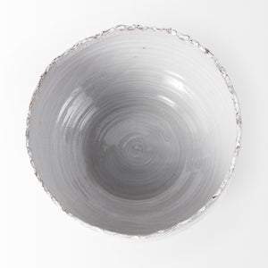 Homeroots Artisan Gray White Ceramic Centerpiece Bowl  Ceramic 392177