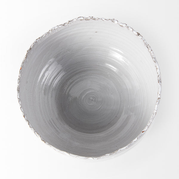 Homeroots Artisan Gray White Ceramic Centerpiece Bowl  Ceramic 392177