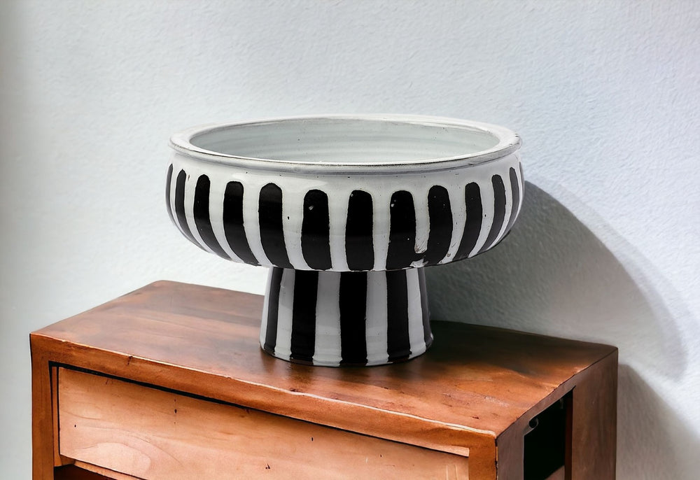 HomeRoots 10" Black and White Ceramic Cylinder Vase - Elegant Home Accent for Modern Interiors & Decor 392179