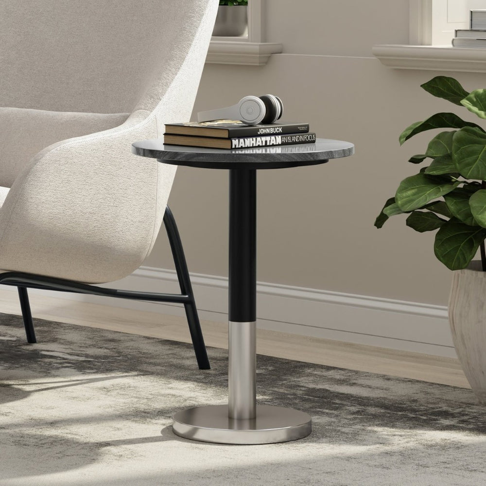 English Elm Haynes Solid Mango Wood Accent Table Rustic Dark Brown Grain for Bedroom or Living Room B136P420283