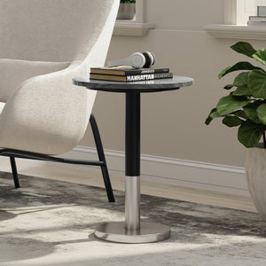 English Elm Haynes Solid Mango Wood Accent Table Rustic Dark Brown Grain for Bedroom or Living Room B136P420283
