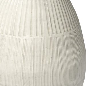 Homeroots Petite White Embossed Stripes Ceramic Vase  Ceramic 392183