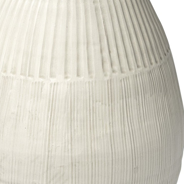 Homeroots Petite White Embossed Stripes Ceramic Vase  Ceramic 392183