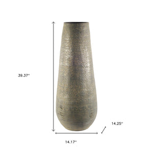 HomeRoots 39" Gray Cylinder Ceramic Floor Vase - Elegant Modern Decor for Botanicals & Minimalist Spaces 392186