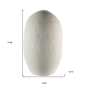 Homeroots 32" Narrow White Textured Ceramic Vase  Ceramic 392189