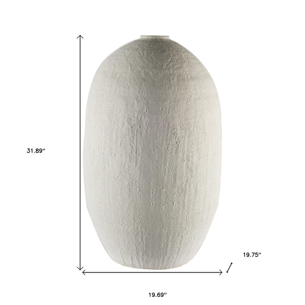 Homeroots 32" Narrow White Textured Ceramic Vase  Ceramic 392189