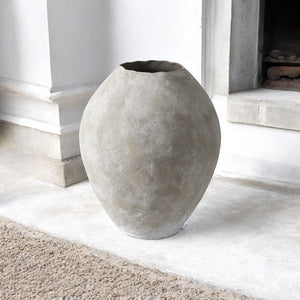 HomeRoots 23" Tan Cylinder Ceramic Floor Vase - Modern Elegance for Floral Displays & Stylish Home Décor 392190