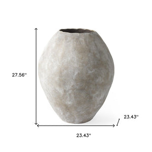 HomeRoots 28" Tan Cylinder Ceramic Floor Vase - Elegant Home Accent for Minimalist & Transitional Styles 392191