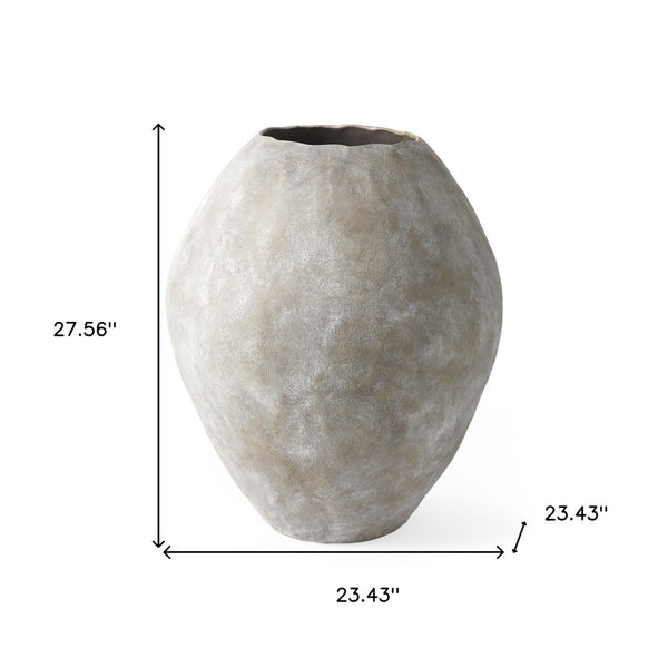 HomeRoots 28" Tan Cylinder Ceramic Floor Vase - Elegant Home Accent for Minimalist & Transitional Styles 392191