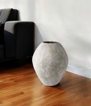 HomeRoots 28" Tan Cylinder Ceramic Floor Vase - Elegant Home Accent for Minimalist & Transitional Styles 392191