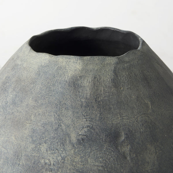 HomeRoots 23" Gray Oval Distressed Ceramic Floor Vase - Rustic Home Decor Accent for Modern and Farmhouse Styles 392192