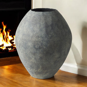 HomeRoots 28" Gray Cylinder Ceramic Floor Vase - Modern Elegant Decor for Fresh Florals & Sculptural Displays 392193
