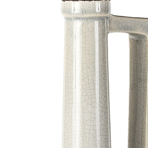 Homeroots 16" Gray And Off White Ceramic Tall Jug Vase  Ceramic 392196
