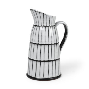 Homeroots 13" White And Black Artisan Glaze Ceramic Pitcher  Ceramic 392198