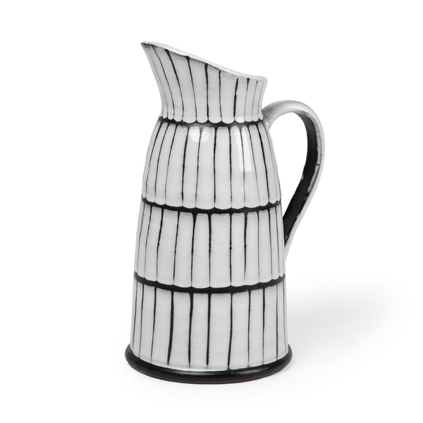 Homeroots 13" White And Black Artisan Glaze Ceramic Pitcher  Ceramic 392198
