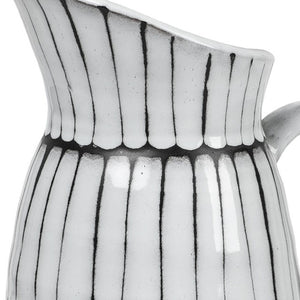 Homeroots 13" White And Black Artisan Glaze Ceramic Pitcher  Ceramic 392198