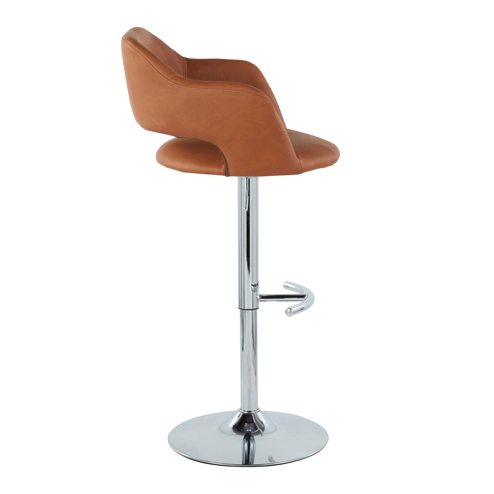 English Elm Margarite Adjustable Barstool Set Of 2 - Stylish Chrome And Brown Faux Leather With 360° Swivel B202S00968