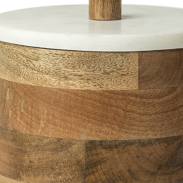 Homeroots Brown Wooden Round Storage Box  Solid Wood 392201