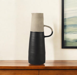 Homeroots 16" Black Ceramic Decorative Jug  Ceramic 392217