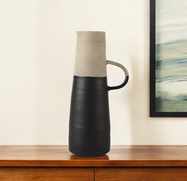 Homeroots 16" Black Ceramic Decorative Jug  Ceramic 392217