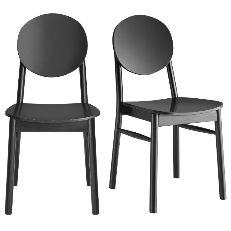 EuroStyle Octavio Bentwood Dining Side Chairs Solid Beech Sculptural Black Set of Two 39222-BLK