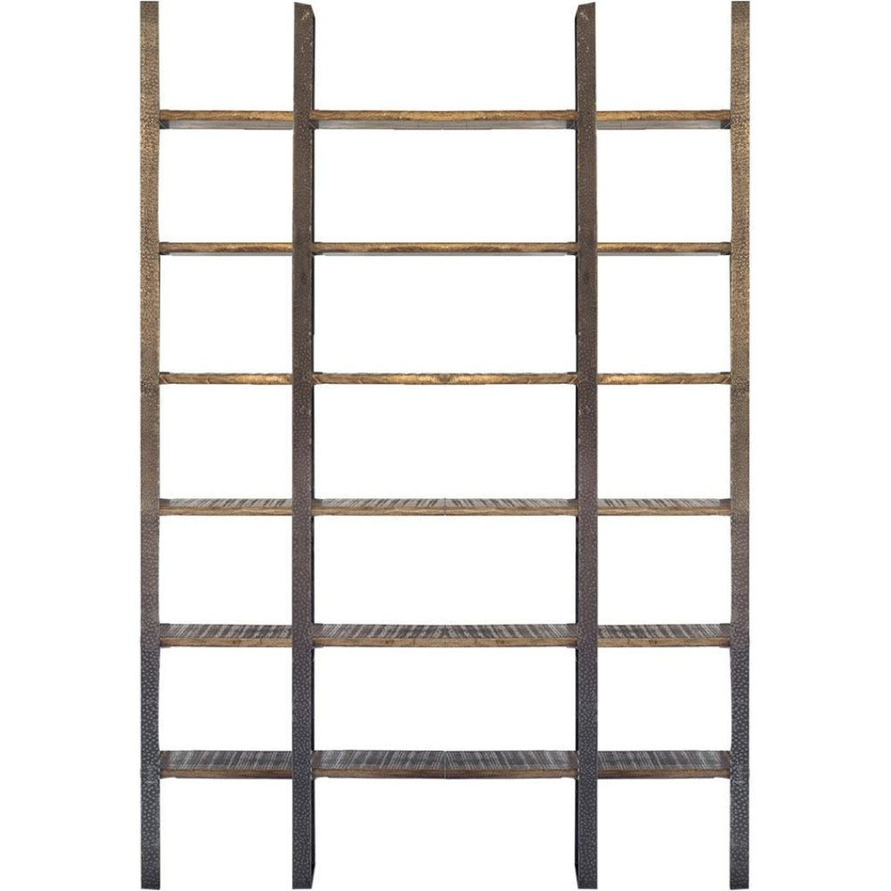 HomeRoots Brown Iron & Solid Mango Wood Six-Tier Bookcase: Stylish Storage for Modern Spaces & Decor 392220