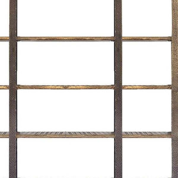 Homeroots 90" Brown Distressed Iron And Solid Wood Six Tier Bookcase   392220