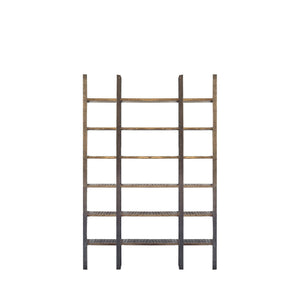 Homeroots 90" Brown Distressed Iron And Solid Wood Six Tier Bookcase   392220