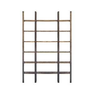 Homeroots 90" Brown Distressed Iron And Solid Wood Six Tier Bookcase   392220